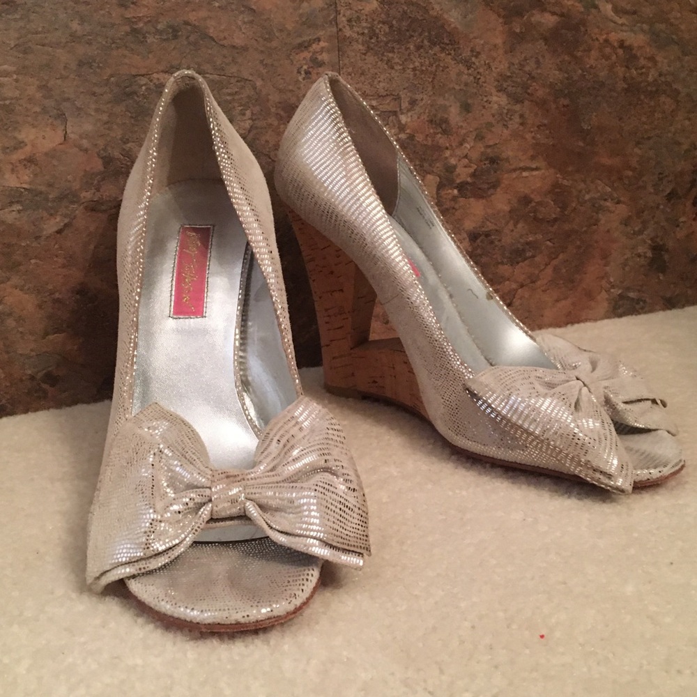 Betsey Johnson Silver Heel Wedges